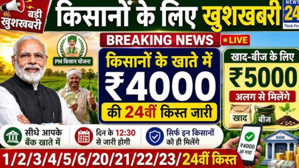 प्रधानमंत्री किसान सम्मन निधि योजना ₹4000 की 24वीं किस्त